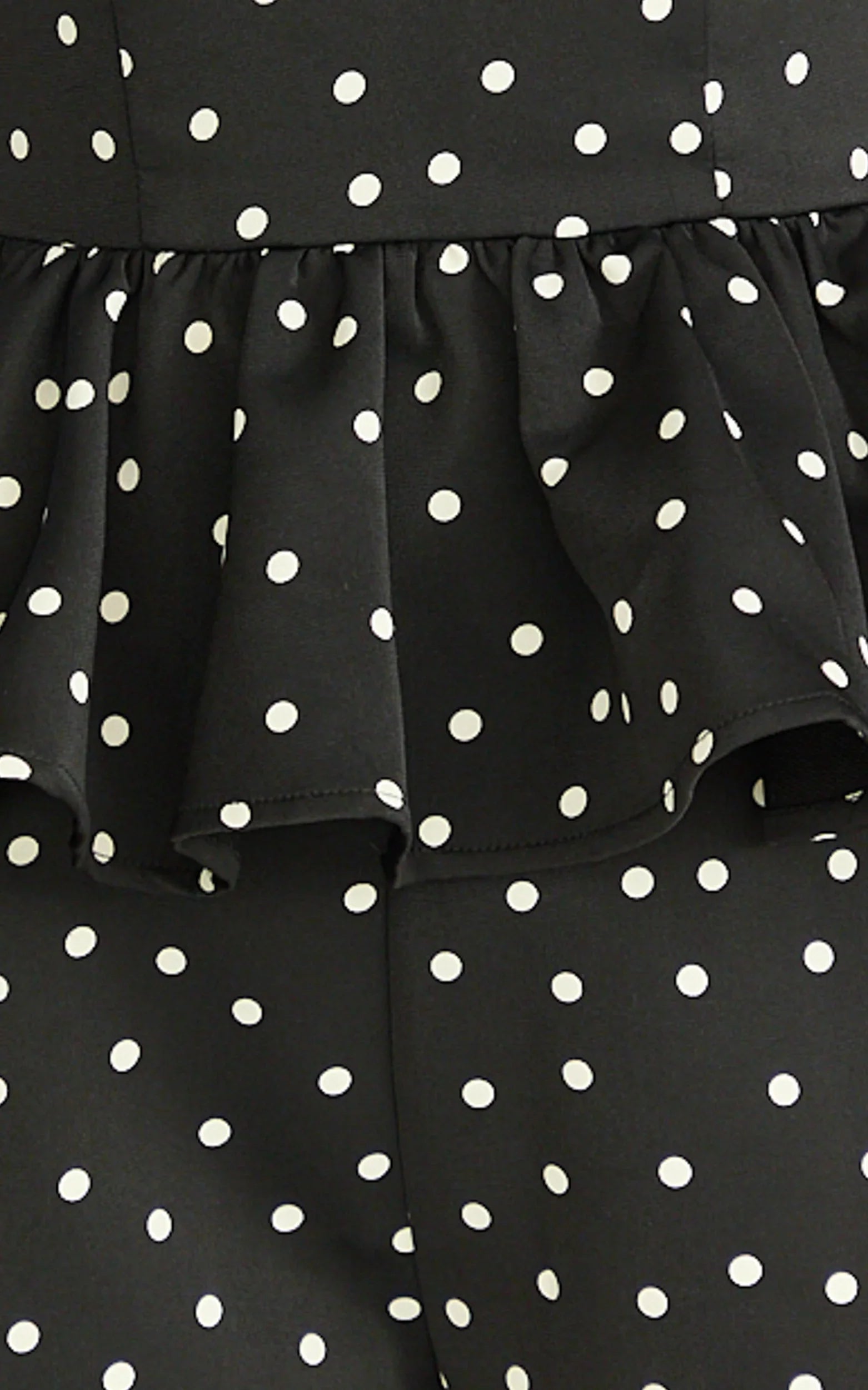 Seraphina Top - Polka Dot V Neck Peplum Top in Black Polka Dot Print