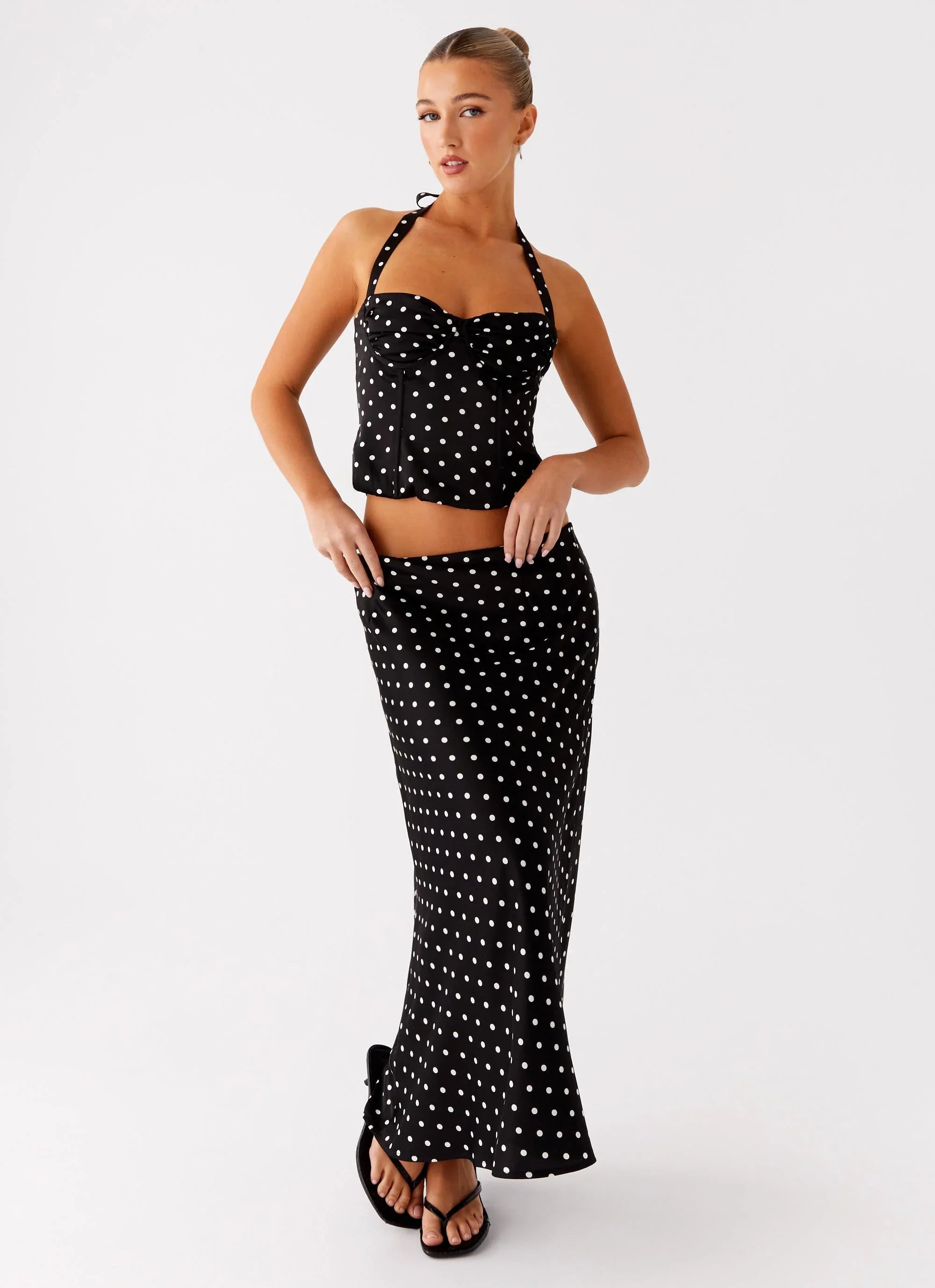 Breanne Top - Black Polka Dot