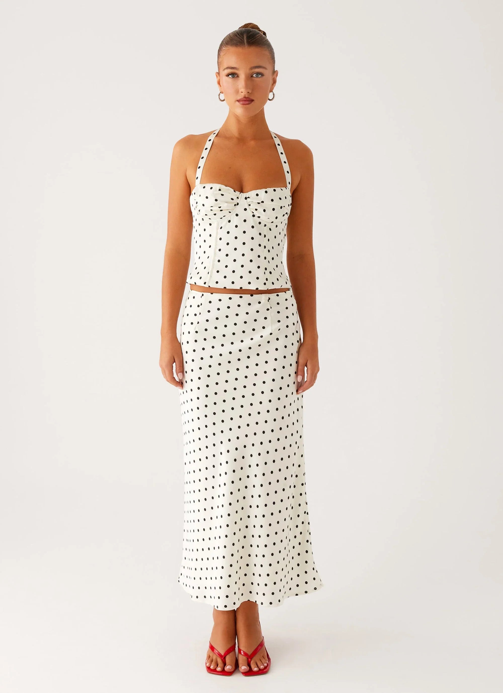Breanne Top - White Polka Dot